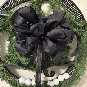Black on Black Glitter Christmas Bow @ Christmas Bows Memphis
