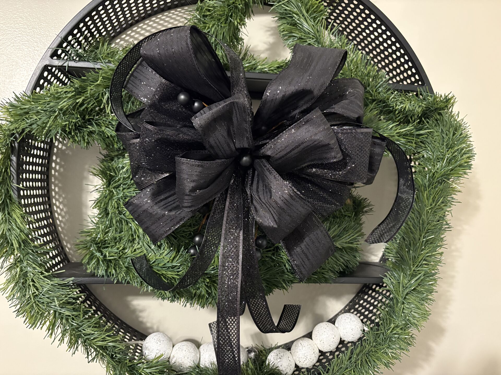 Black on Black Glitter Christmas Bow @ Christmas Bows Memphis