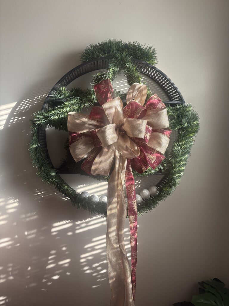 Burgundy and gold Christmas Tree Topper Bow