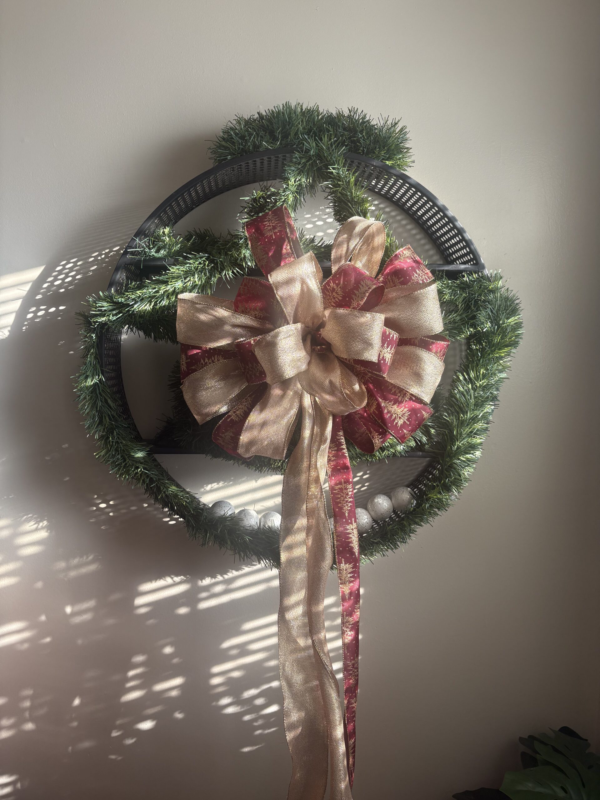 Burgundy & Gold Layers Tree Topper Bow